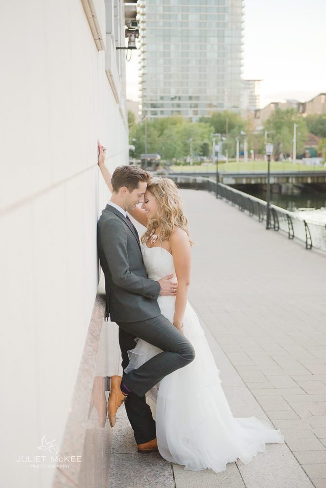 Bride and Groom at Canary Wharf