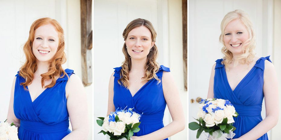 Brilliant blue bridesmaids frocks
