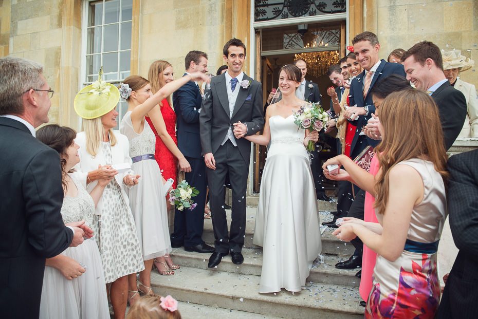 Bride and grooms Confetti Moment at Botleys Mansion