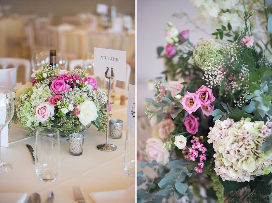 Pinks golds and cream reception