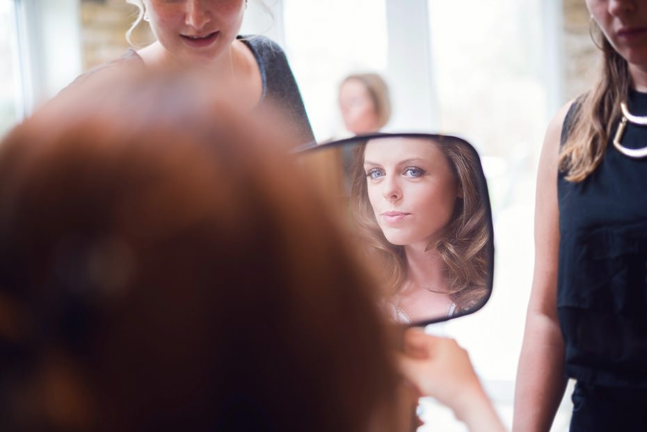 Bride Rachel in the mirror