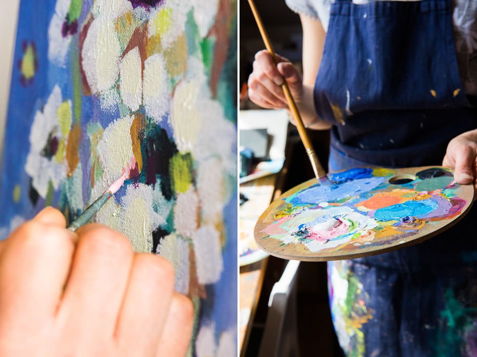 Trudi Murray painting in studio
