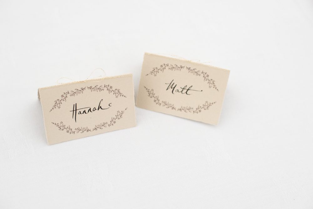 bride and groom place cards