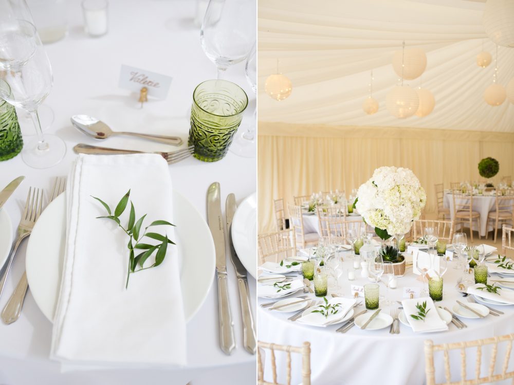 Sophisticated green and white wedding theme