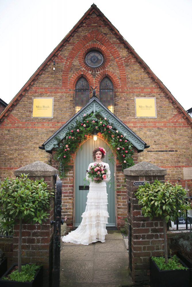 Miss Bush bridalwear Valentines 2017 photo editorial with Chloe Keenan. wearing Houghton Bently wedding gown.