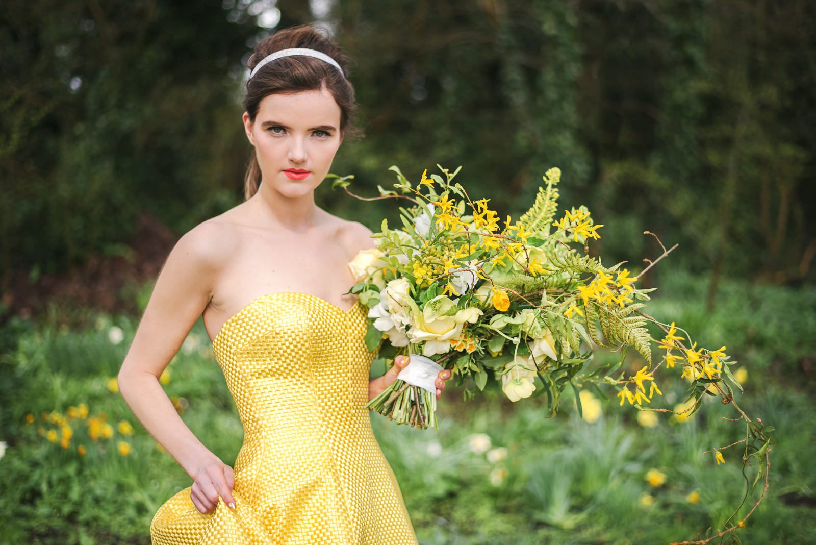 Spring Yellow Bridal editorial photo shoot Surrey