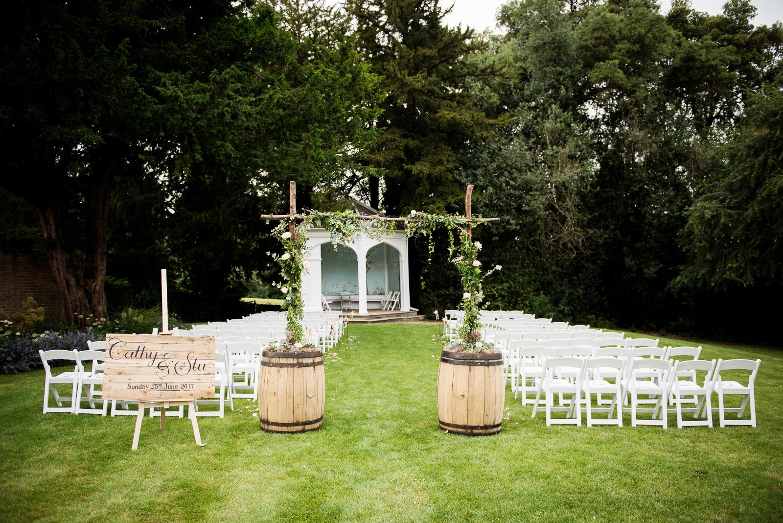 A Summer wedding in the pavilion at Wasing Park.