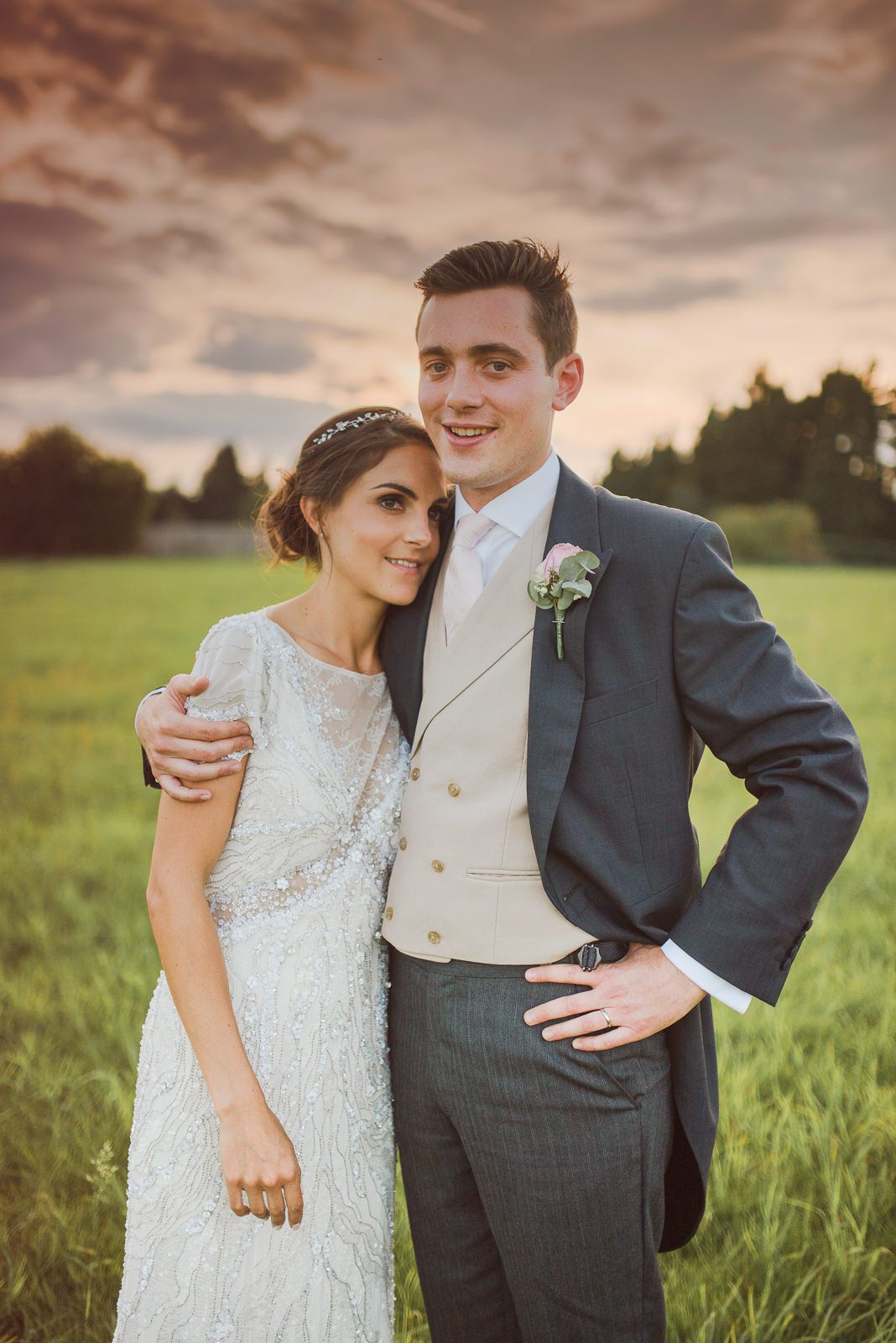Sunset bride and groom portraits