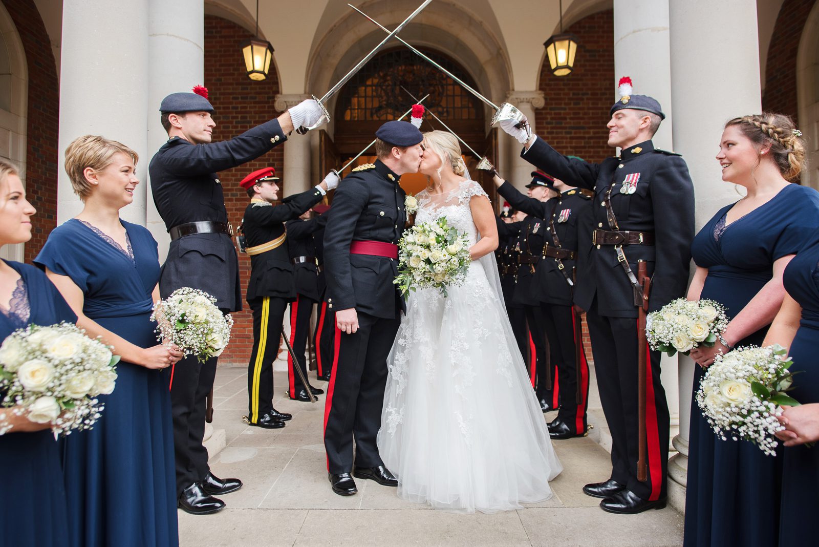 A wedding day guard of honour following a church ceremony at the RMAS chapel.