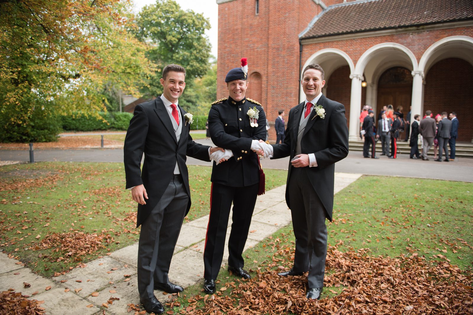 Photo of a military groom at his Royal Military Academy Sandhurst wedding.