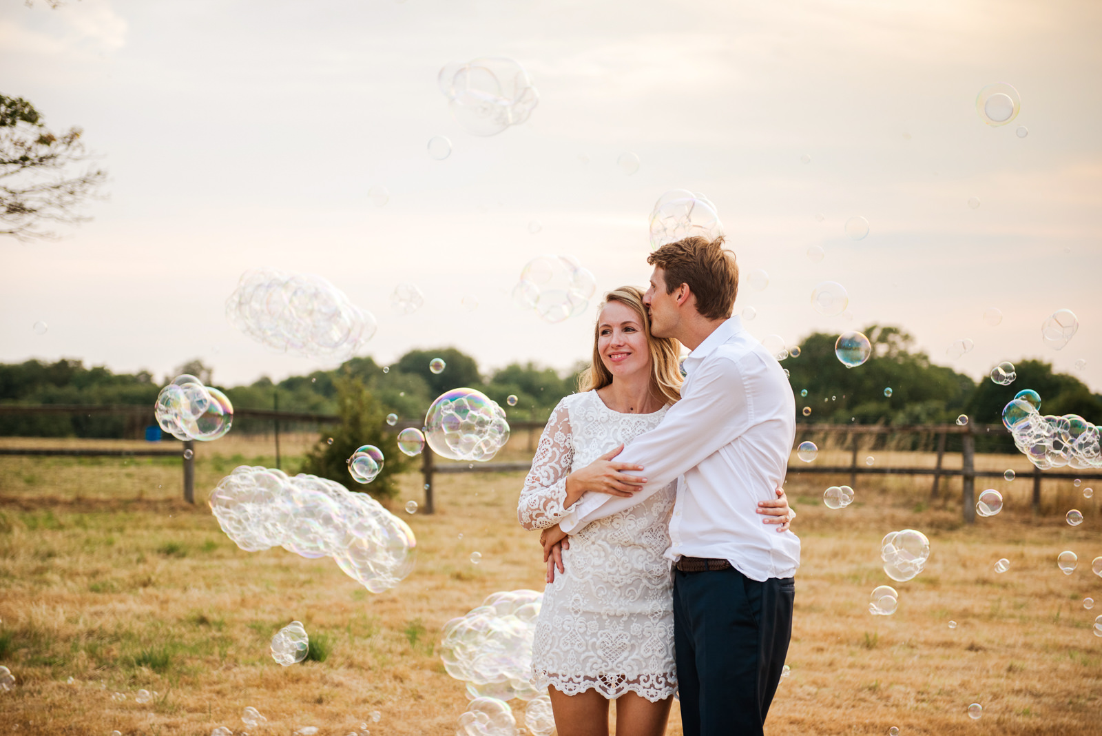 Wedding bubble fun photos