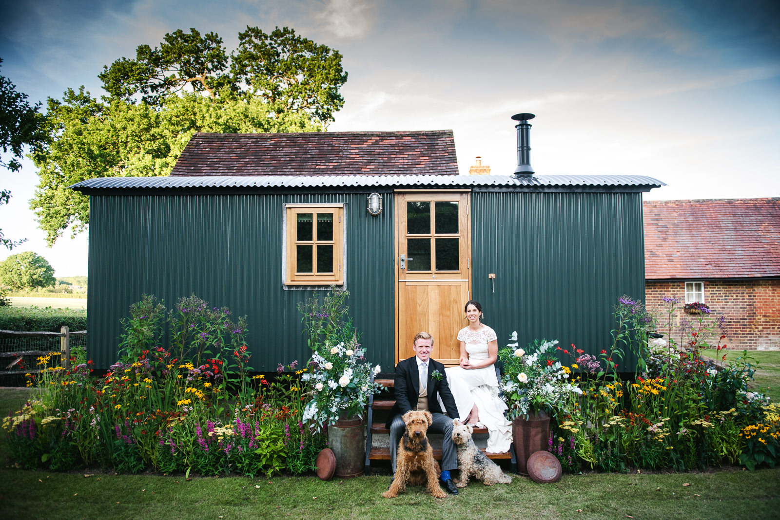 wedding photography with Shepherd's hut