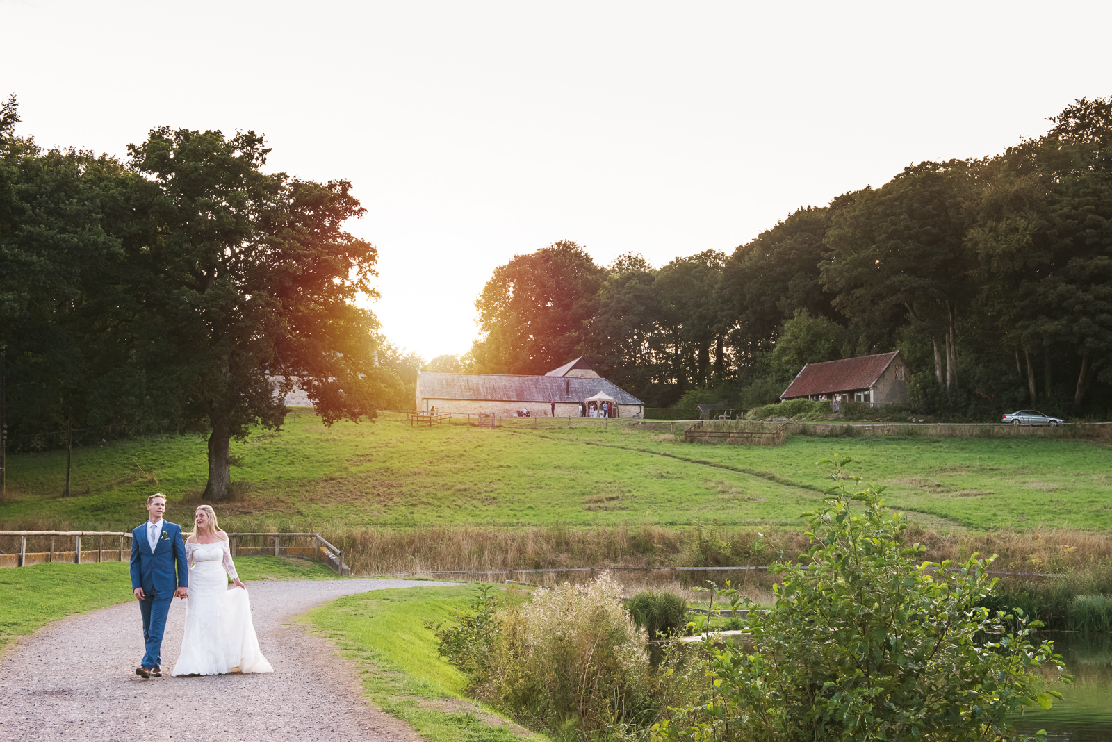 Ashley Wood Farm wedding photographs taken at sunset.