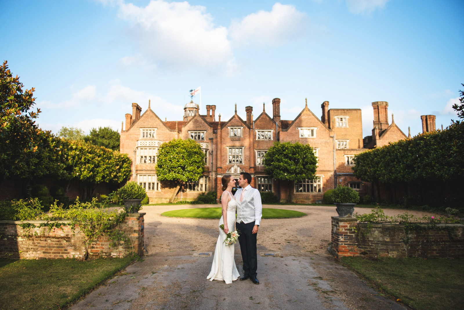 Bride and groom photos at Great Fosters in Egham.