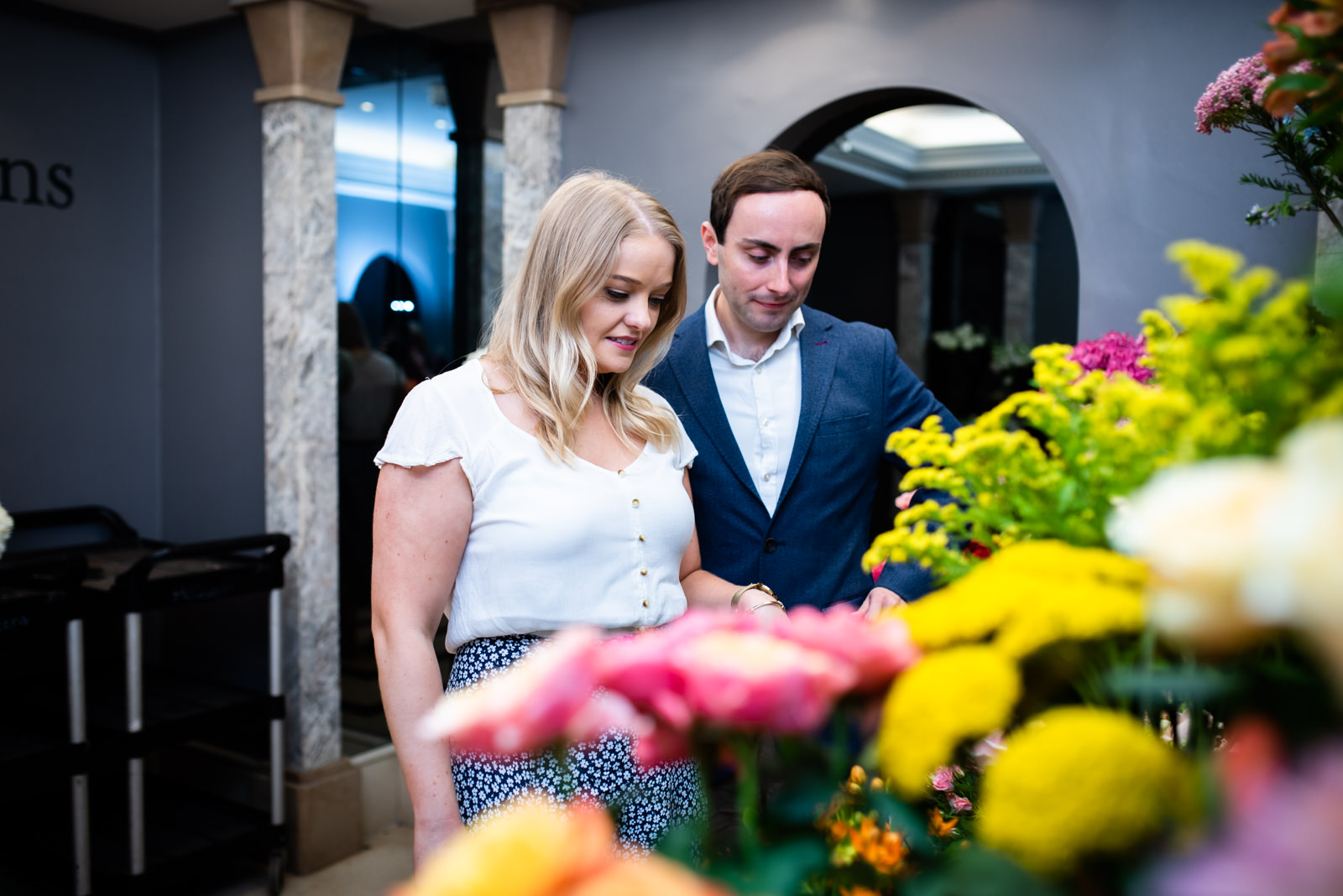 McQueens florist at Claridges pre wedding meeting and photography.