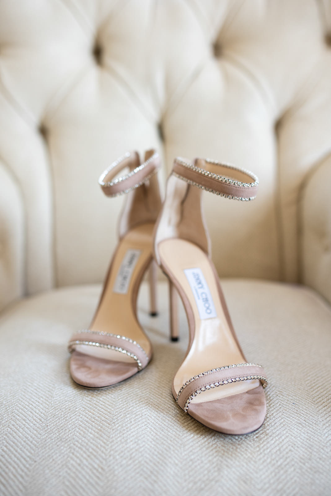 Jimmy Choo dusky pink bridal shoes.
