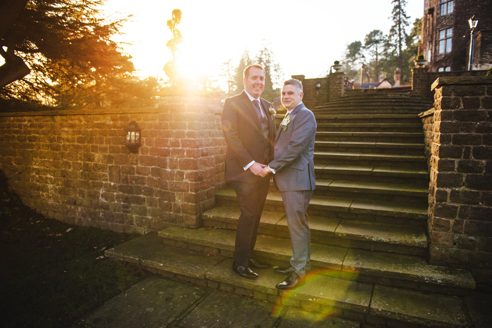 Two grooms couples portraits in the Winter sun.