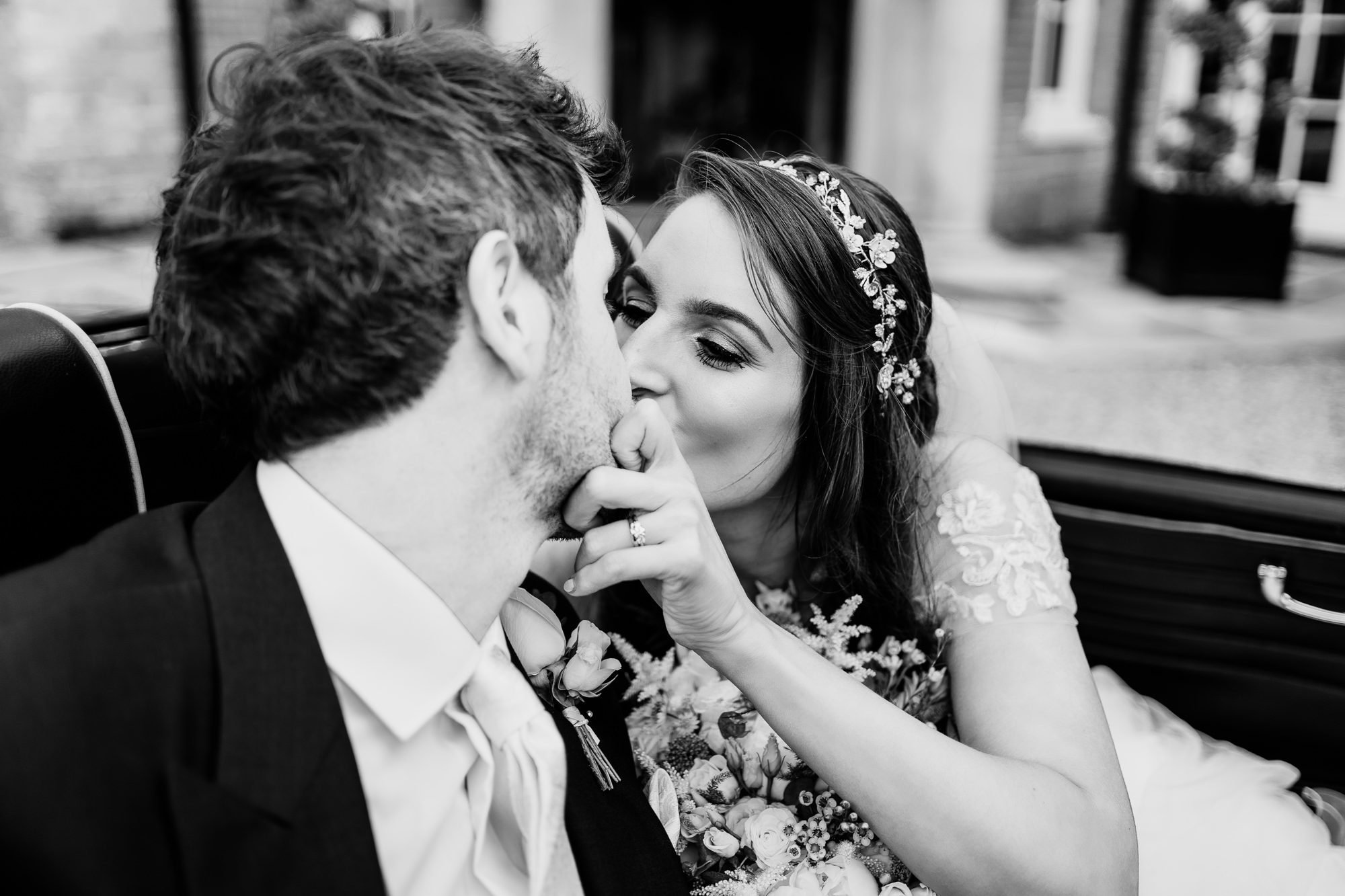 Black and white reportage wedding photography.