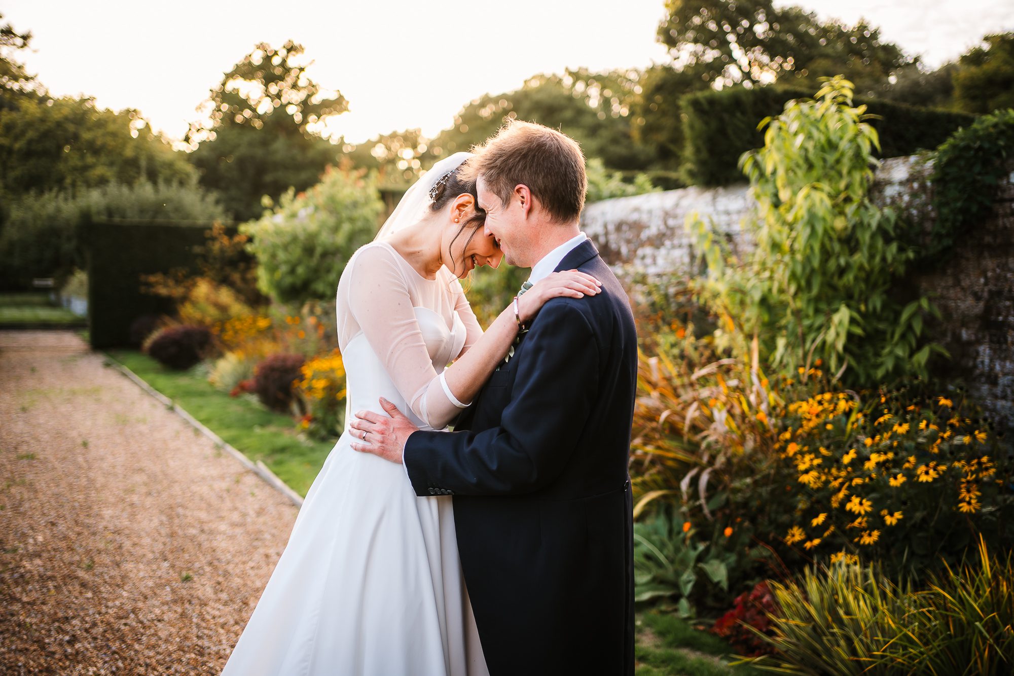 Golden Hour bride and groom photos at an October countryside wedding.