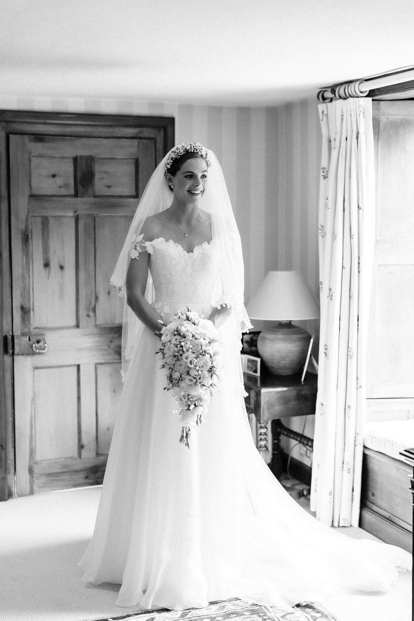 Radiant and stunning bridal portrait in black and white.